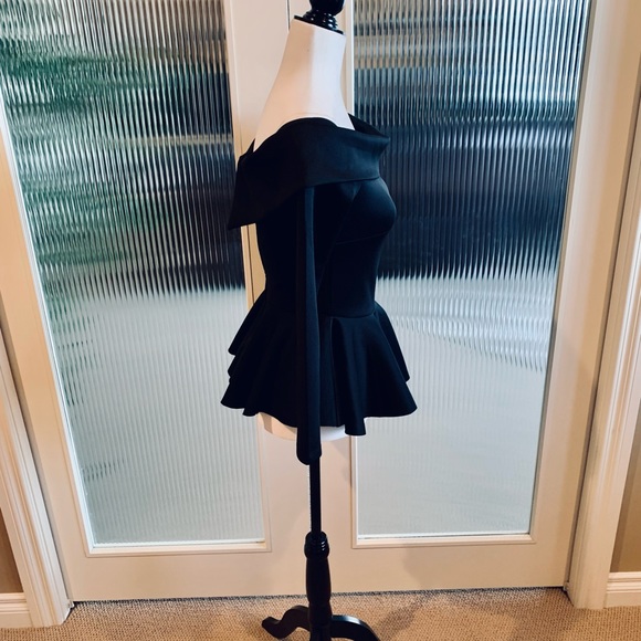 Black Peplum Dress Top - Picture 4 of 6